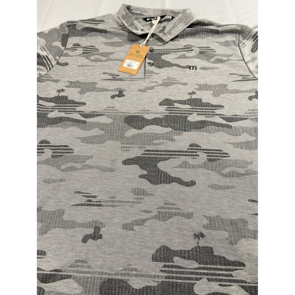 Travis Mathew Polo Shirt Mens 3XL Gray Camo Performance Golf Casual Comfort‎ - Picture 3 of 9